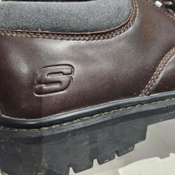 Skechers Mens Brown Leather Lace-Up Shoes With Cushioned Interior & Durable Outs main image 5